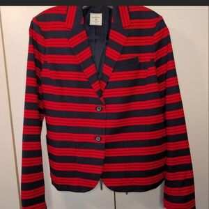 GAP Red and Black Striped Women's Blazer